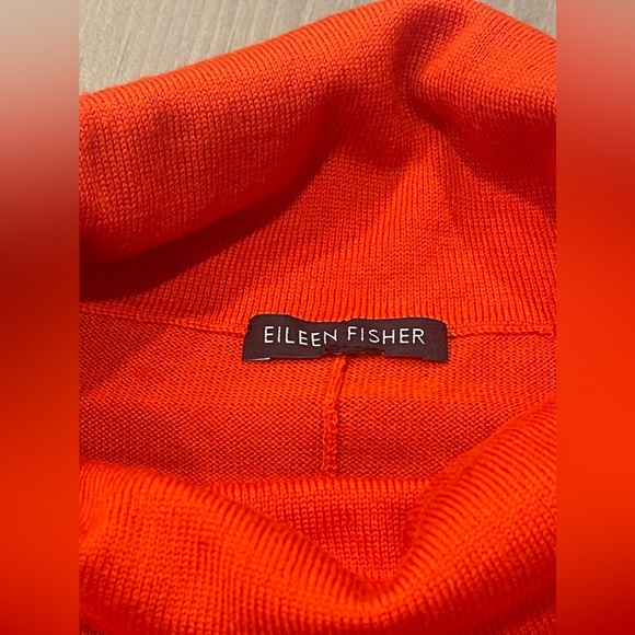 Eileen Fisher Women’s Solid Orange Turtleneck 100% Merino Wool Sweater Size: Med - Picture 4 of 7